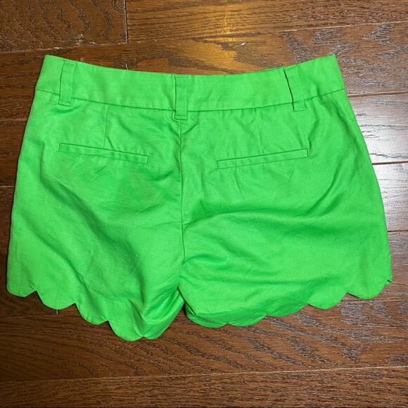 J Crew Bright Green Scallop Hem Linen Blend Shorts, Sz 00 - Picture 4 of 9
